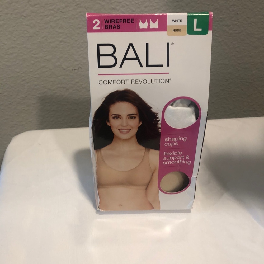 Bali two-pack wirefree bras white & nude COLOR CODED GREEN L=40DD, NEW
